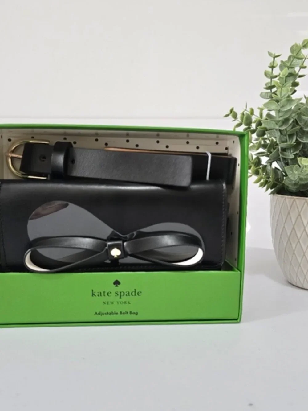 Kate Spade Leather Bow Belt Bag Women L/XL Black Desiger Fanny Pack